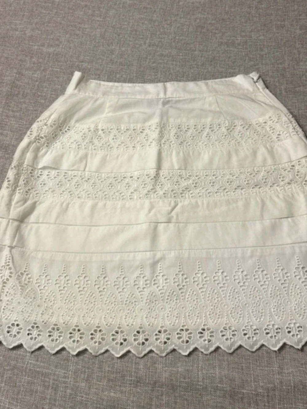 White Lace Trim Cotton Blend Skirt